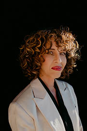 A woman looking at the camera