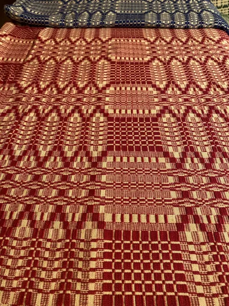 Close-up of woven coverlet