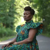 A woman at a 3/4 angle