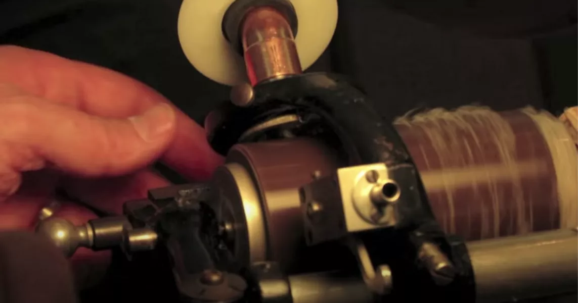 Carving wax cylinder for recording purposes