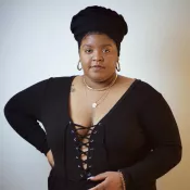 A woman looking into the camera